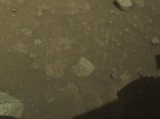 View image taken on Mars, Mars Perseverance Sol 2018: Front Left Hazard Avoidance Camera (Hazcam)