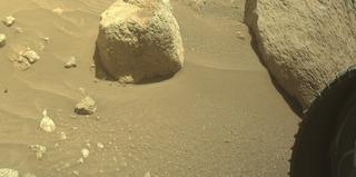 View image taken on Mars, Mars Perseverance Sol 2018: Front Right Hazard Avoidance Camera (Hazcam)