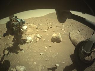 View image taken on Mars, Mars Perseverance Sol 2018: Front Right Hazard Avoidance Camera (Hazcam)