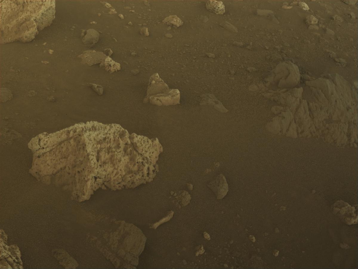 This image was taken by FRONT_HAZCAM_LEFT_A onboard NASA's Mars rover Perseverance on Sol 2023
