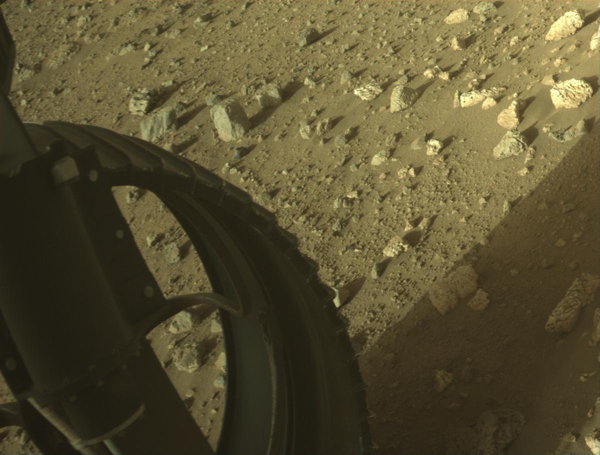 This image was taken by FRONT_HAZCAM_LEFT_A onboard NASA's Mars rover Perseverance on Sol 2023