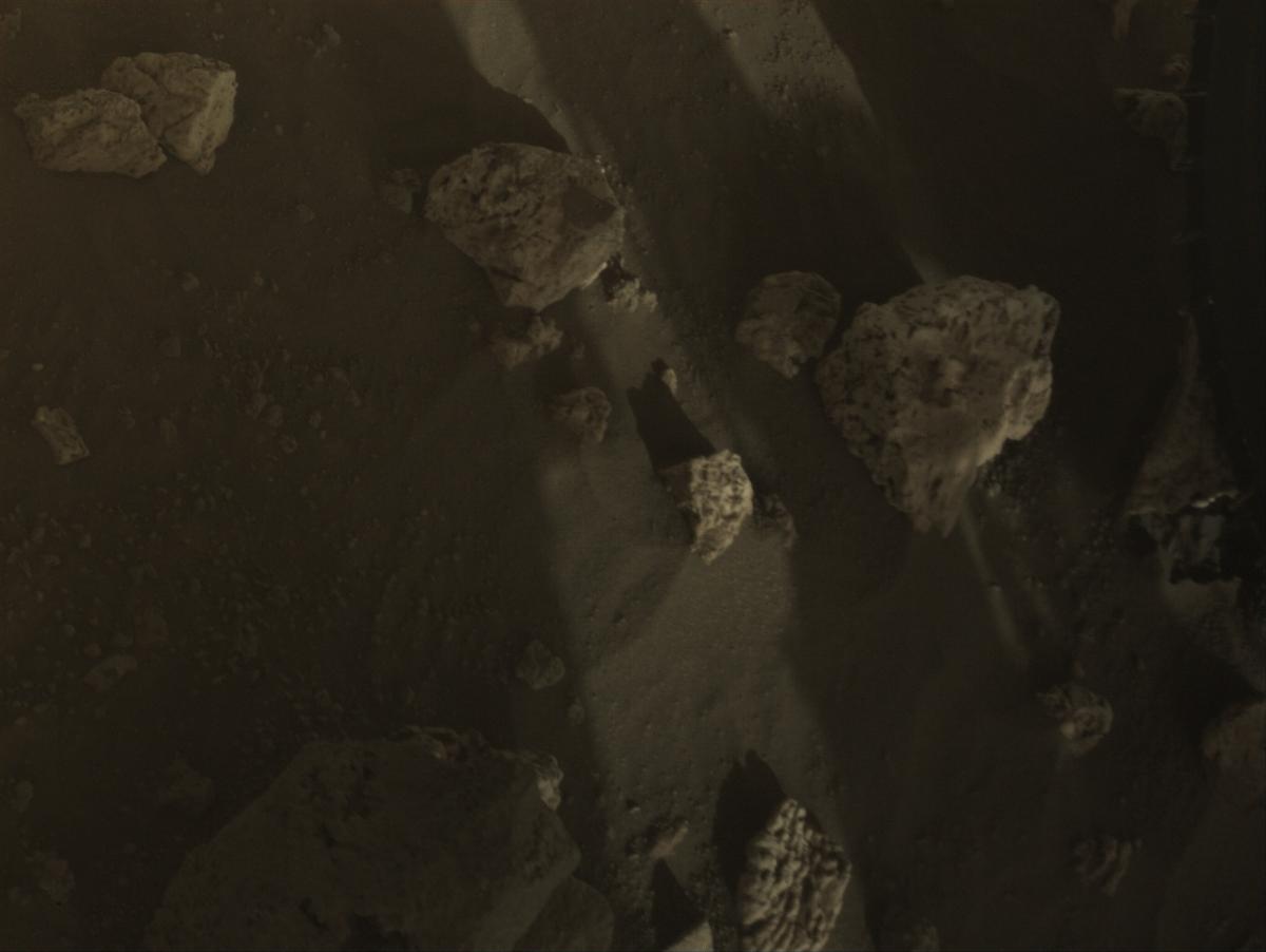 This image was taken by FRONT_HAZCAM_LEFT_A onboard NASA's Mars rover Perseverance on Sol 2023