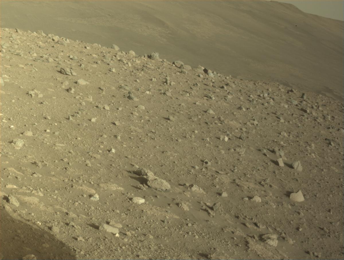 This image was taken by FRONT_HAZCAM_LEFT_A onboard NASA's Mars rover Perseverance on Sol 2023