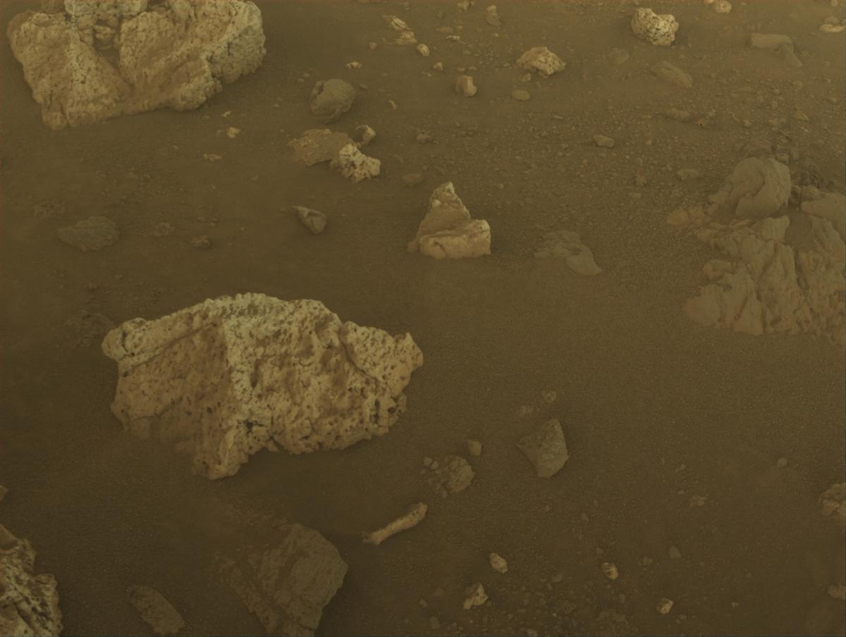 This image was taken by FRONT_HAZCAM_RIGHT_A onboard NASA's Mars rover Perseverance on Sol 2023