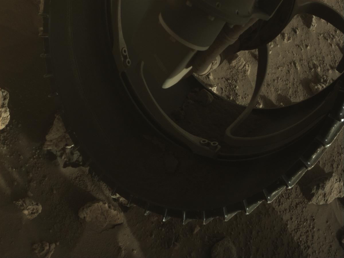 This image was taken by FRONT_HAZCAM_RIGHT_A onboard NASA's Mars rover Perseverance on Sol 2023