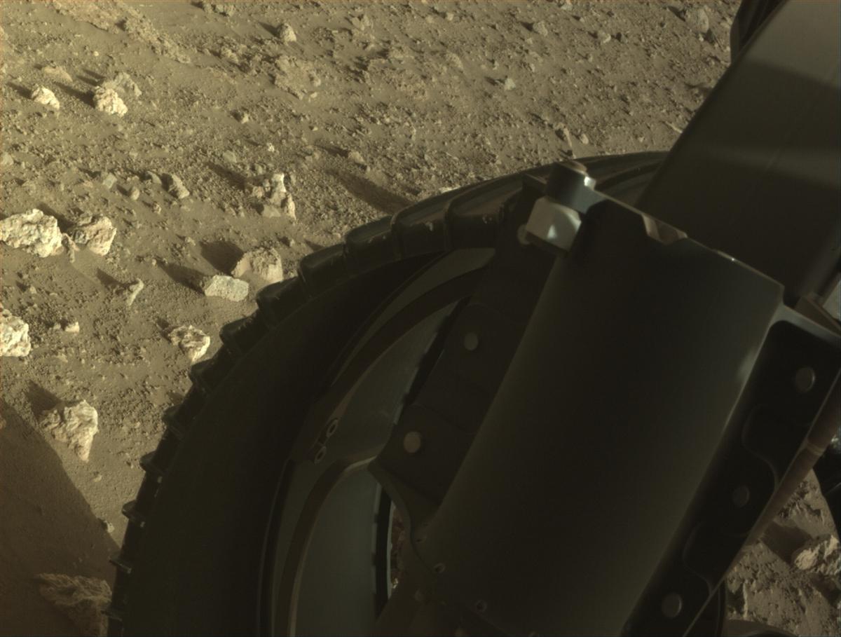 This image was taken by FRONT_HAZCAM_RIGHT_A onboard NASA's Mars rover Perseverance on Sol 2023