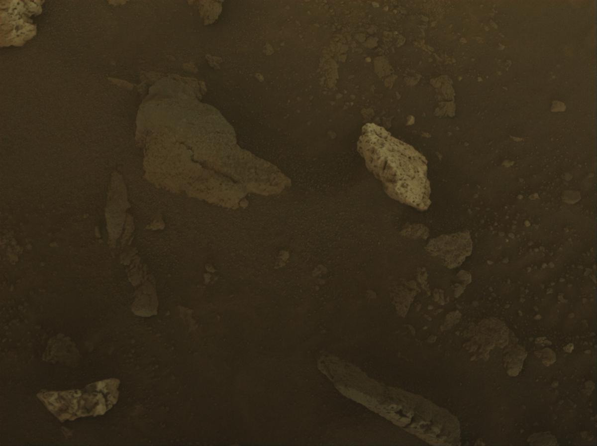 This image was taken by FRONT_HAZCAM_RIGHT_A onboard NASA's Mars rover Perseverance on Sol 2023