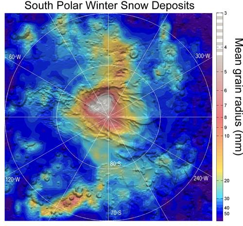 Observations by NASA's Mars Reconnaissance Orbiter have detected carbon-dioxide snow clouds on Mars and evidence of carbon-dioxide snow falling to the surface.