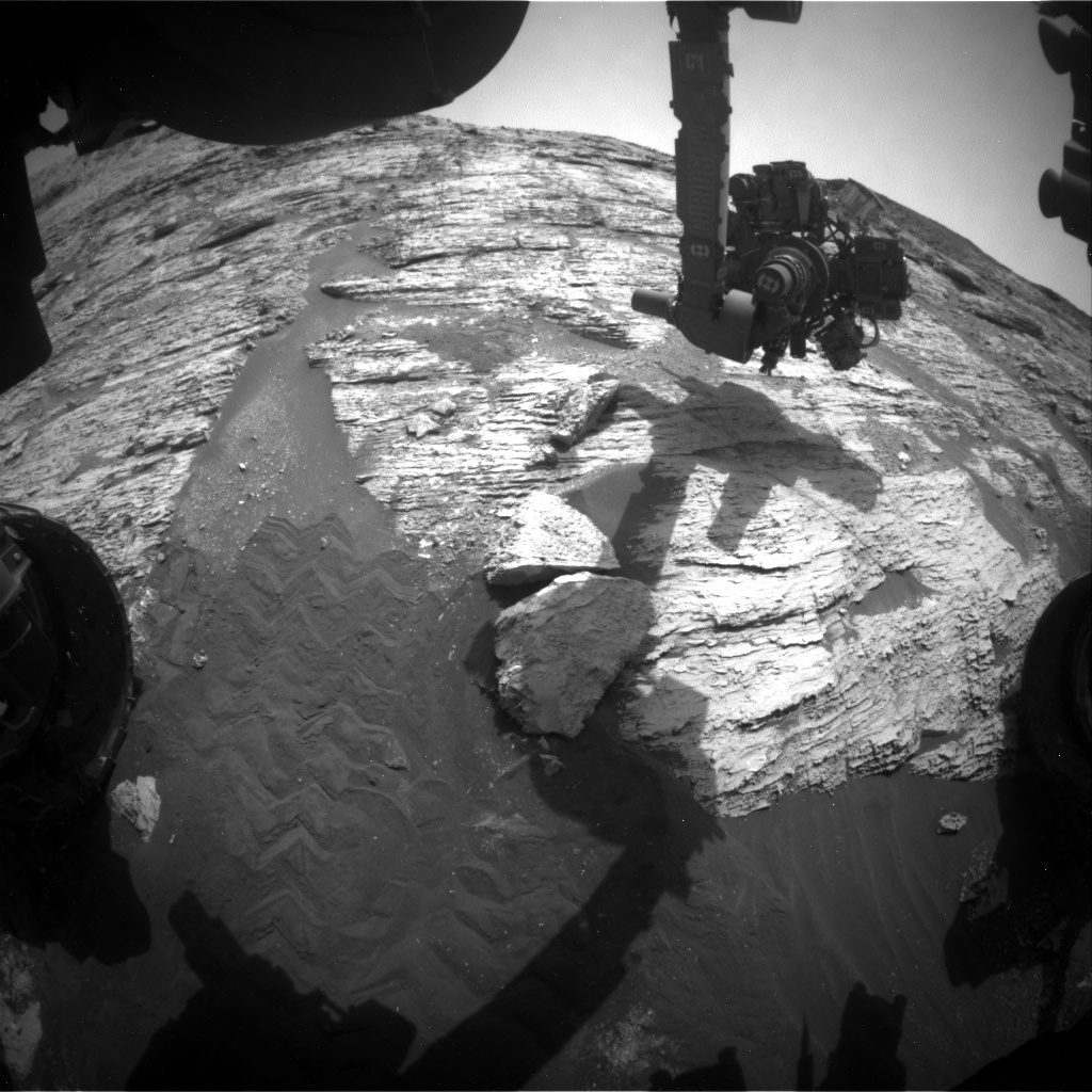 Nasa's Mars rover Curiosity acquired this image using its Front Hazard Avoidance Camera (Front Hazcam) on Sol 2801, at drive 0, site number 81