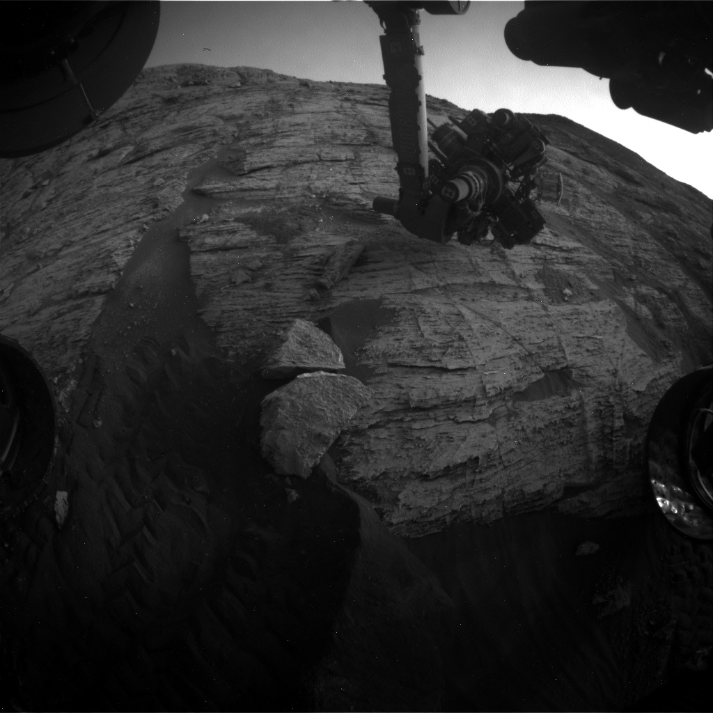 Nasa's Mars rover Curiosity acquired this image using its Front Hazard Avoidance Camera (Front Hazcam) on Sol 2801, at drive 0, site number 81