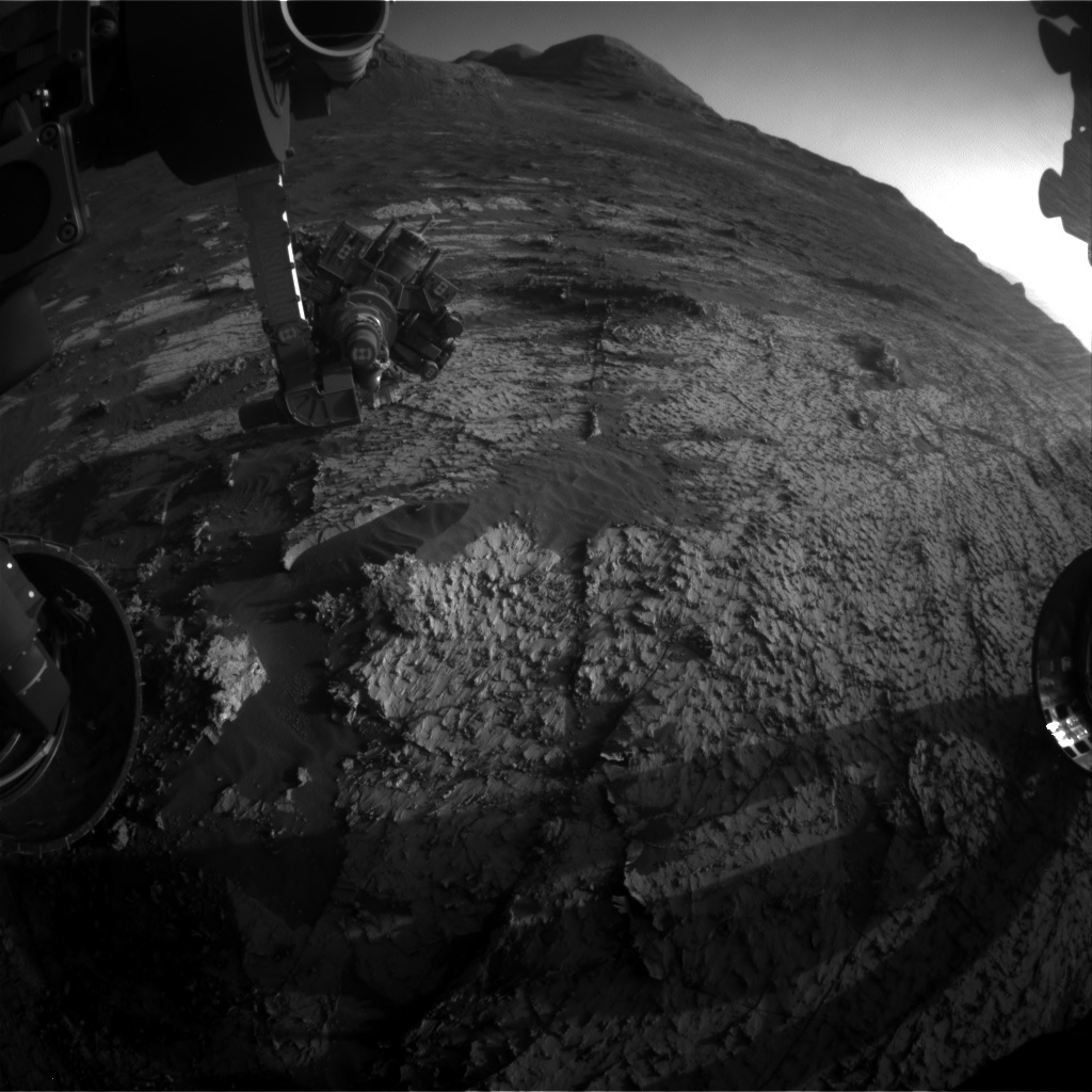 Nasa's Mars rover Curiosity acquired this image using its Front Hazard Avoidance Camera (Front Hazcam) on Sol 3139, at drive 1230, site number 88