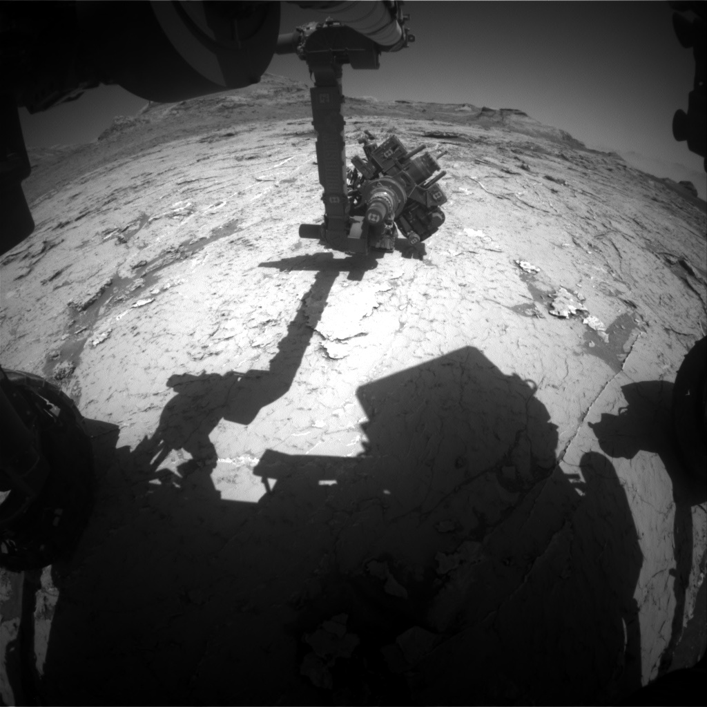 Nasa's Mars rover Curiosity acquired this image using its Front Hazard Avoidance Camera (Front Hazcam) on Sol 3156, at drive 724, site number 89