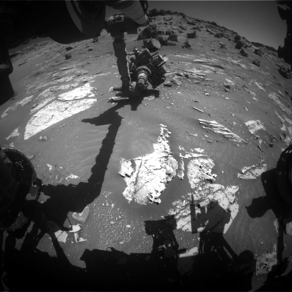 Nasa's Mars rover Curiosity acquired this image using its Front Hazard Avoidance Camera (Front Hazcam) on Sol 3313, at drive 2442, site number 91