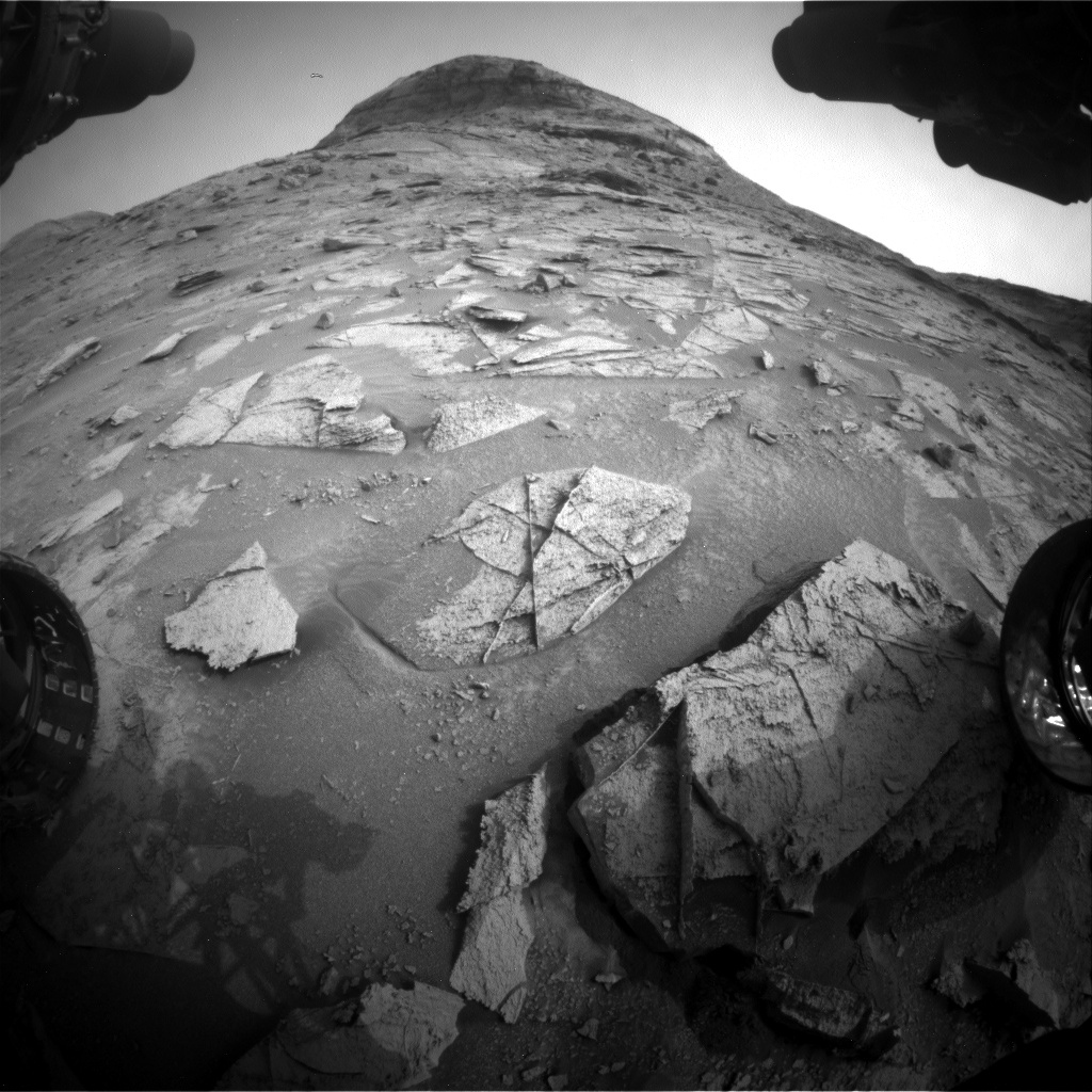 Nasa's Mars rover Curiosity acquired this image using its Front Hazard Avoidance Camera (Front Hazcam) on Sol 3349, at drive 1962, site number 92