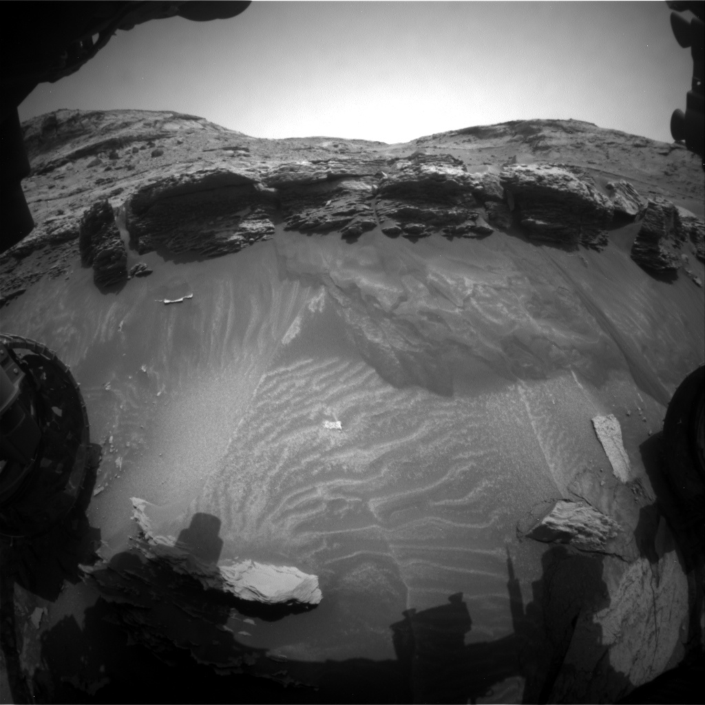 Nasa's Mars rover Curiosity acquired this image using its Front Hazard Avoidance Camera (Front Hazcam) on Sol 3365, at drive 2916, site number 92