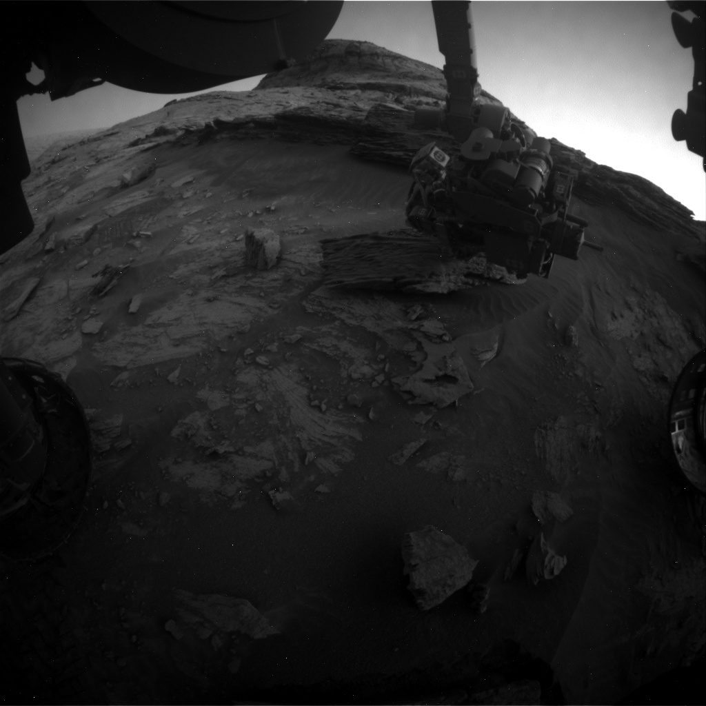 Nasa's Mars rover Curiosity acquired this image using its Front Hazard Avoidance Camera (Front Hazcam) on Sol 3374, at drive 0, site number 93