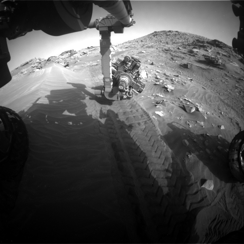Nasa's Mars rover Curiosity acquired this image using its Front Hazard Avoidance Camera (Front Hazcam) on Sol 3447, at drive 910, site number 94
