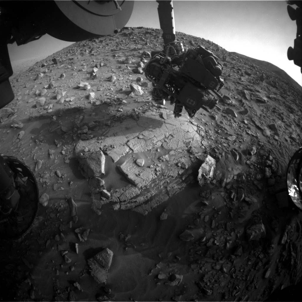 Nasa's Mars rover Curiosity acquired this image using its Front Hazard Avoidance Camera (Front Hazcam) on Sol 3453, at drive 1102, site number 94