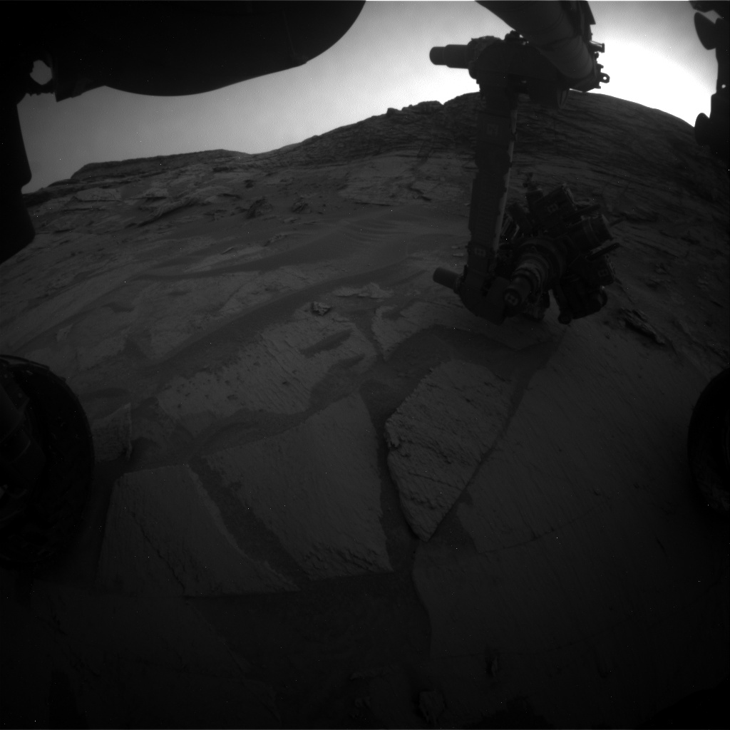 Nasa's Mars rover Curiosity acquired this image using its Front Hazard Avoidance Camera (Front Hazcam) on Sol 3488, at drive 2054, site number 95