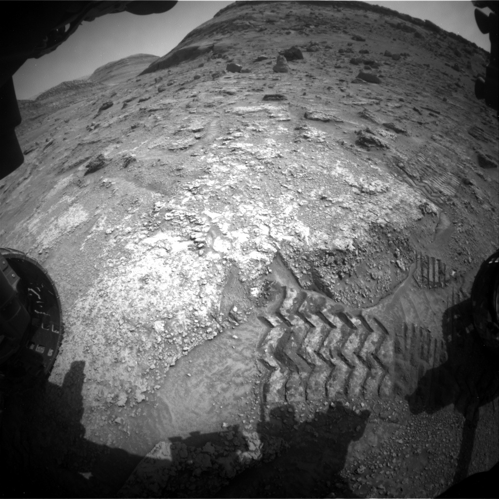 Nasa's Mars rover Curiosity acquired this image using its Front Hazard Avoidance Camera (Front Hazcam) on Sol 3544, at drive 1264, site number 96