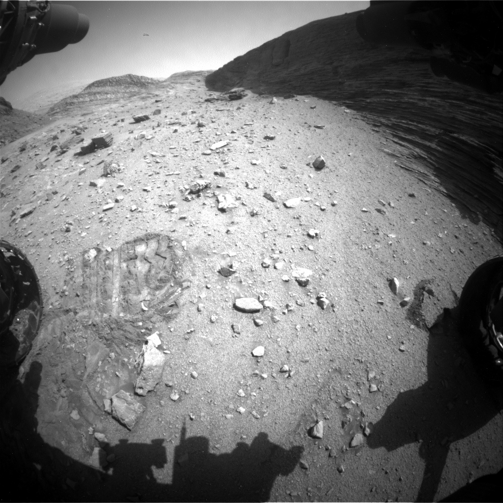 Nasa's Mars rover Curiosity acquired this image using its Front Hazard Avoidance Camera (Front Hazcam) on Sol 3556, at drive 2470, site number 96
