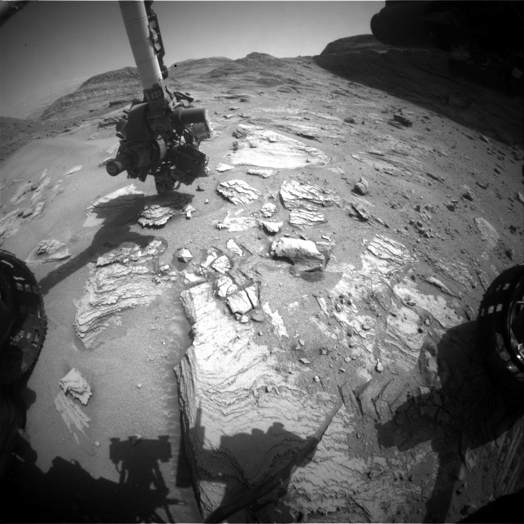 Nasa's Mars rover Curiosity acquired this image using its Front Hazard Avoidance Camera (Front Hazcam) on Sol 3560, at drive 2600, site number 96