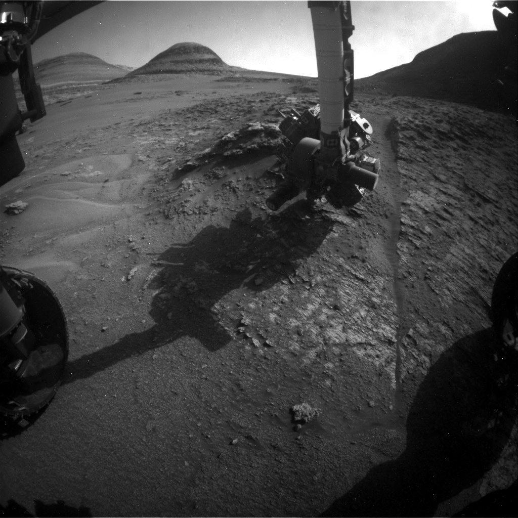 Nasa's Mars rover Curiosity acquired this image using its Front Hazard Avoidance Camera (Front Hazcam) on Sol 3568, at drive 0, site number 97