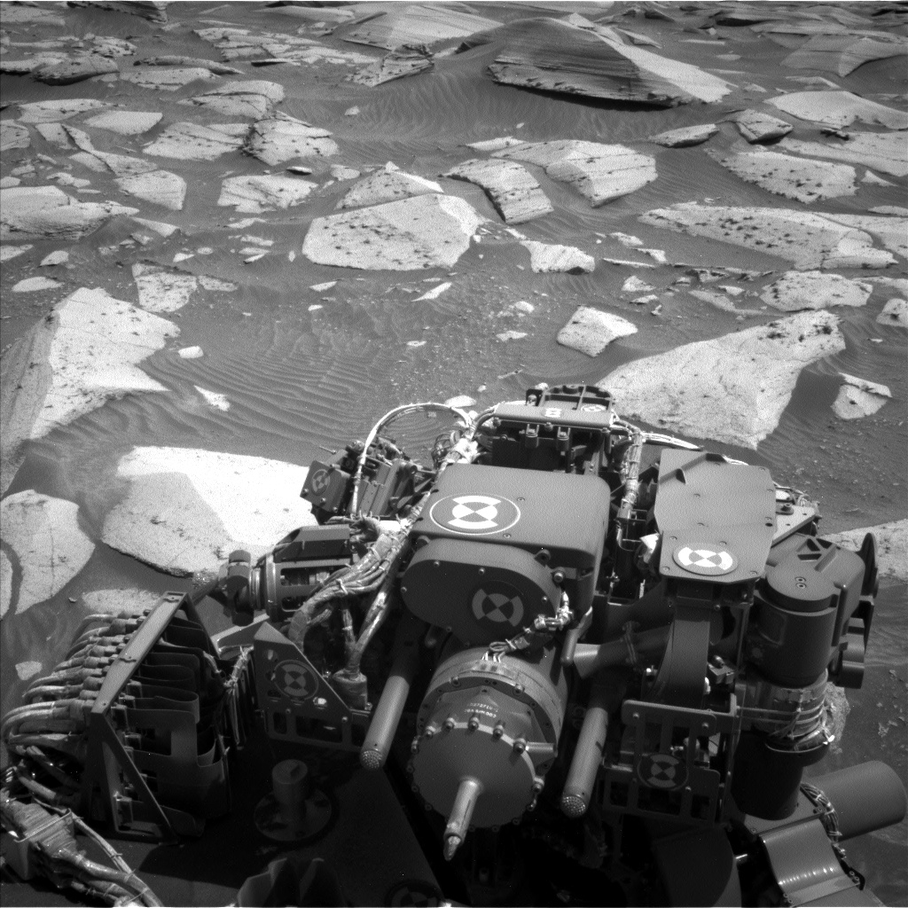 Nasa's Mars rover Curiosity acquired this image using its Left Navigation Camera on Sol 3576, at drive 966, site number 97