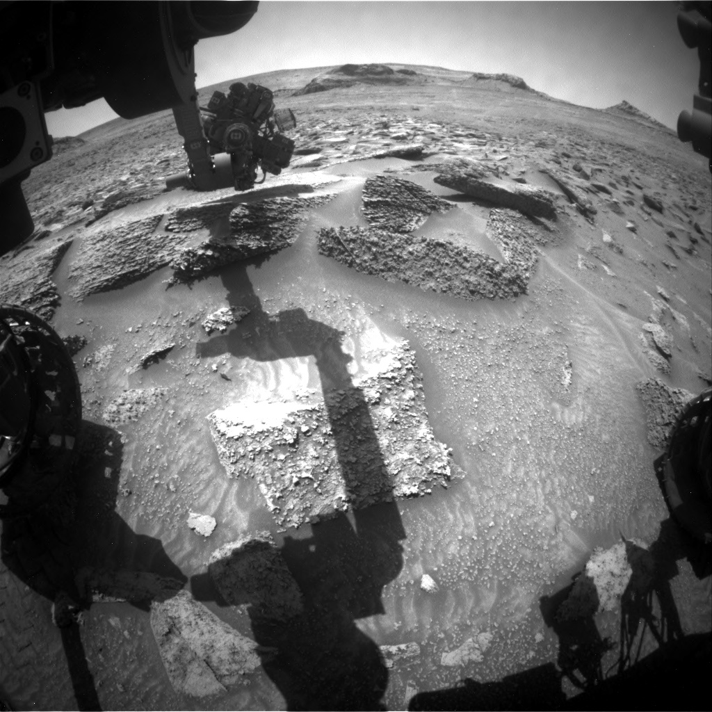 Nasa's Mars rover Curiosity acquired this image using its Front Hazard Avoidance Camera (Front Hazcam) on Sol 3601, at drive 1434, site number 97