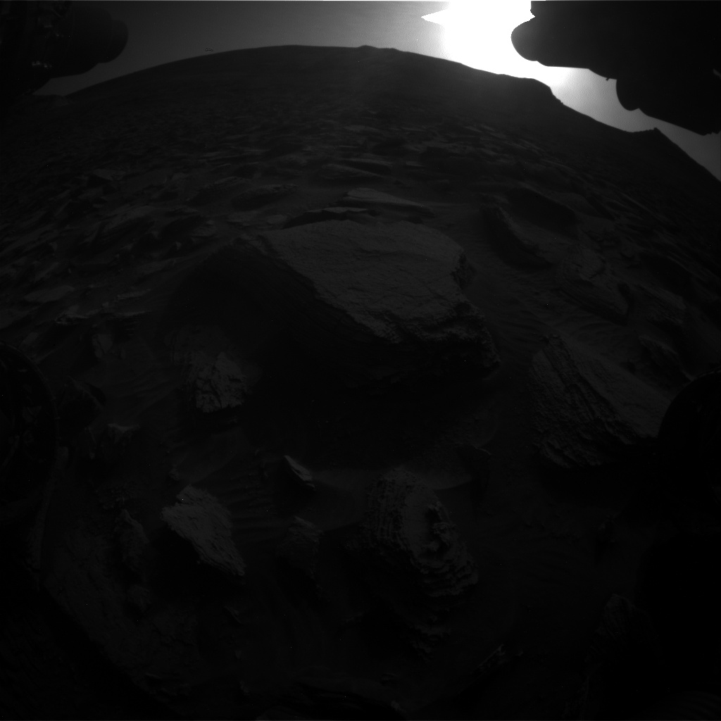 Nasa's Mars rover Curiosity acquired this image using its Front Hazard Avoidance Camera (Front Hazcam) on Sol 3603, at drive 1632, site number 97