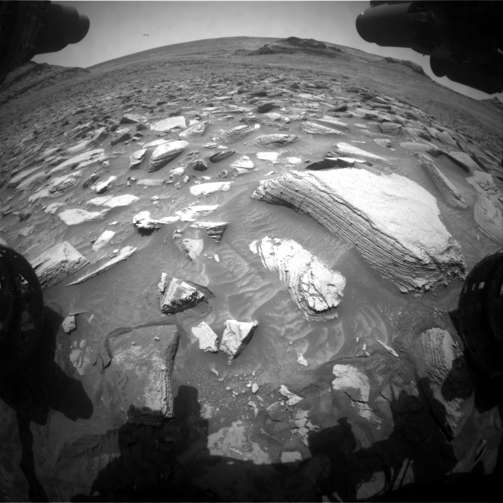 Nasa's Mars rover Curiosity acquired this image using its Front Hazard Avoidance Camera (Front Hazcam) on Sol 3606, at drive 1716, site number 97