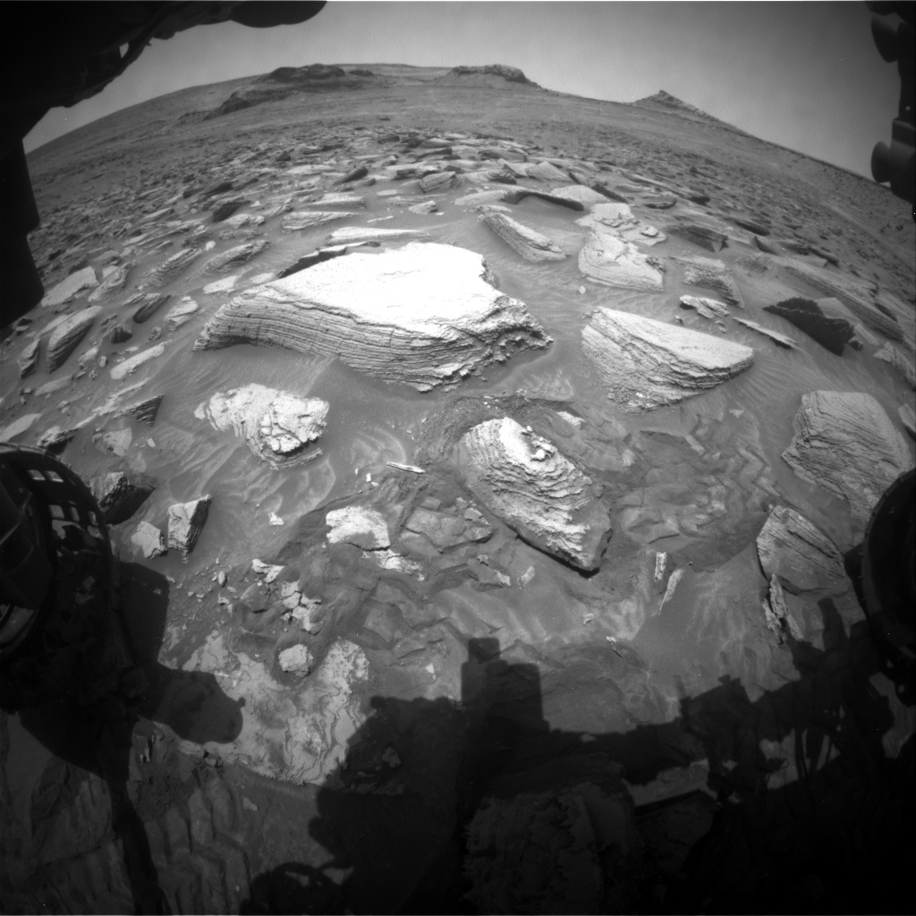 Nasa's Mars rover Curiosity acquired this image using its Front Hazard Avoidance Camera (Front Hazcam) on Sol 3608, at drive 1734, site number 97