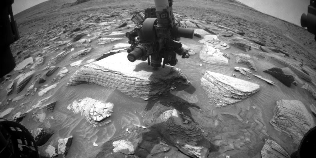 Nasa's Mars rover Curiosity acquired this image using its Front Hazard Avoidance Camera (Front Hazcam) on Sol 3612, at drive 1734, site number 97