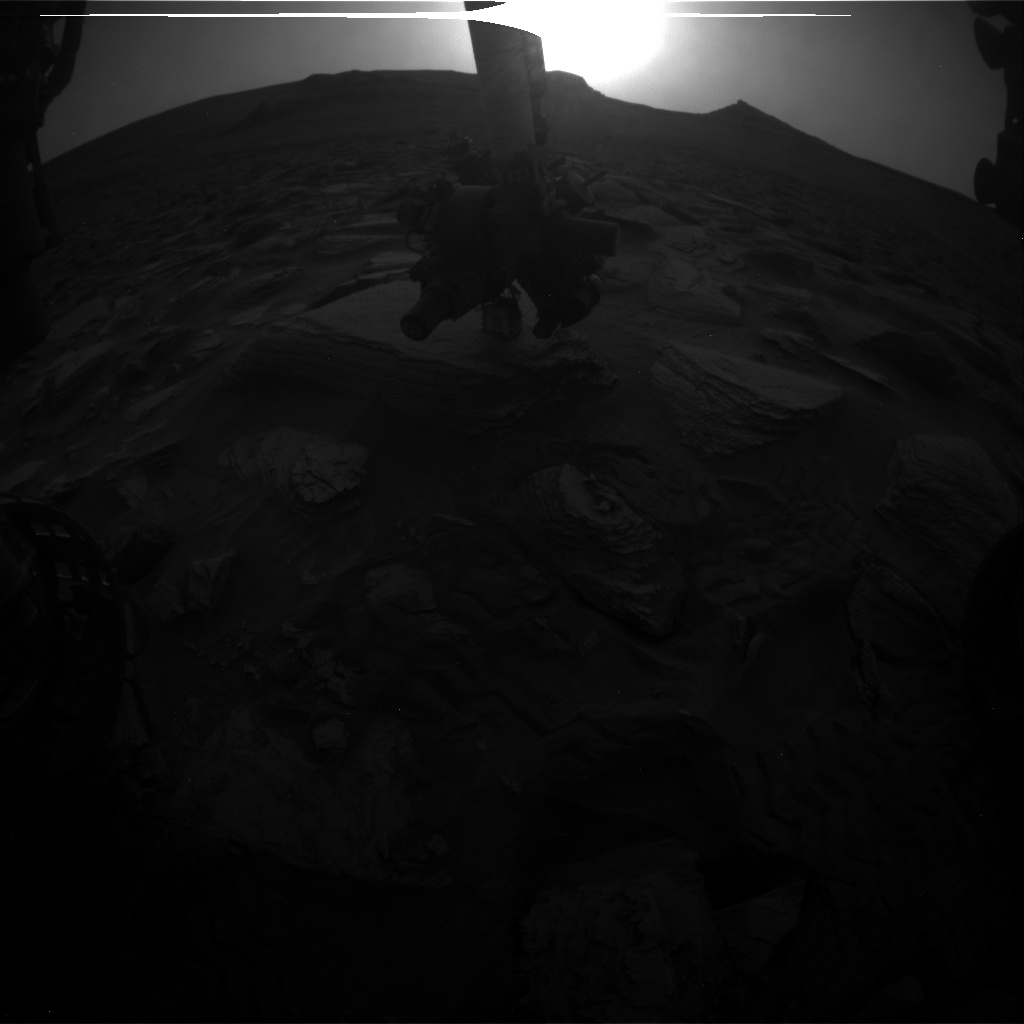 Nasa's Mars rover Curiosity acquired this image using its Front Hazard Avoidance Camera (Front Hazcam) on Sol 3624, at drive 1734, site number 97