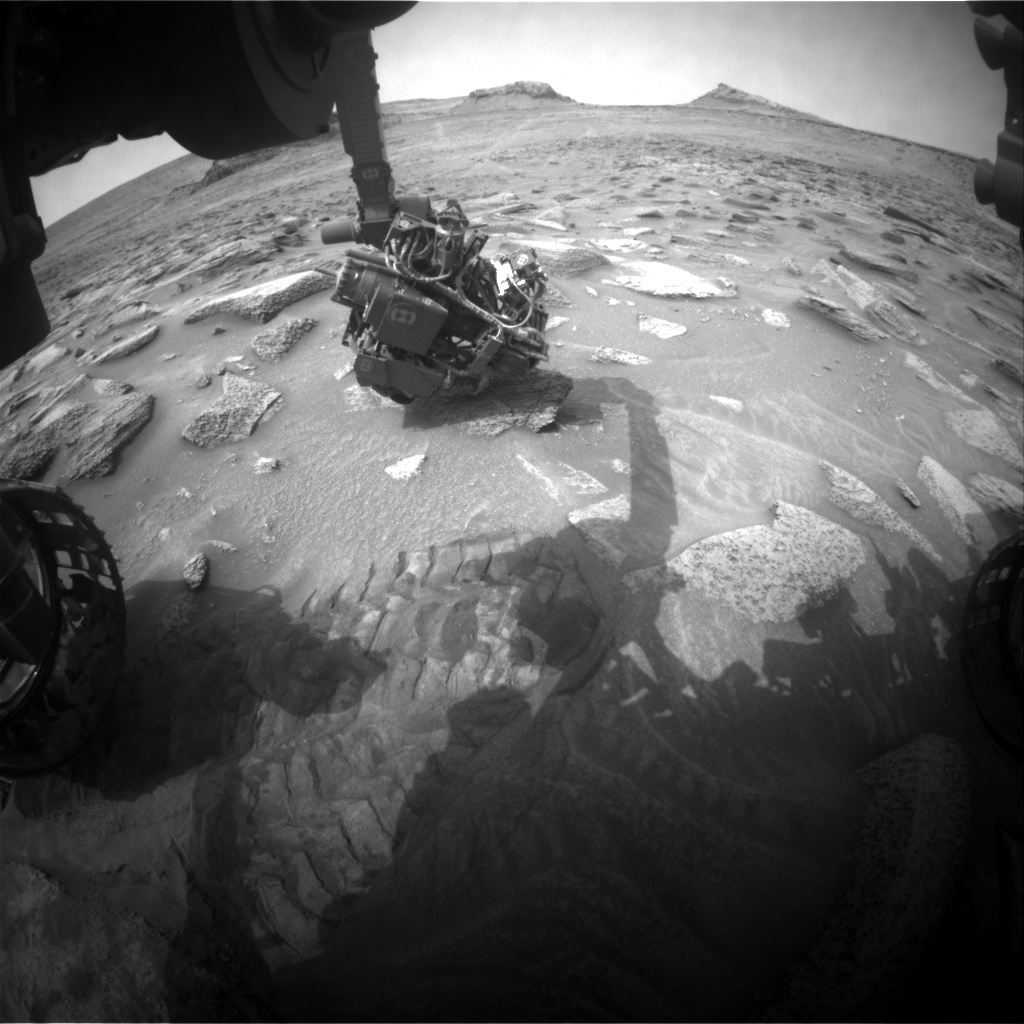 Nasa's Mars rover Curiosity acquired this image using its Front Hazard Avoidance Camera (Front Hazcam) on Sol 3628, at drive 1918, site number 97