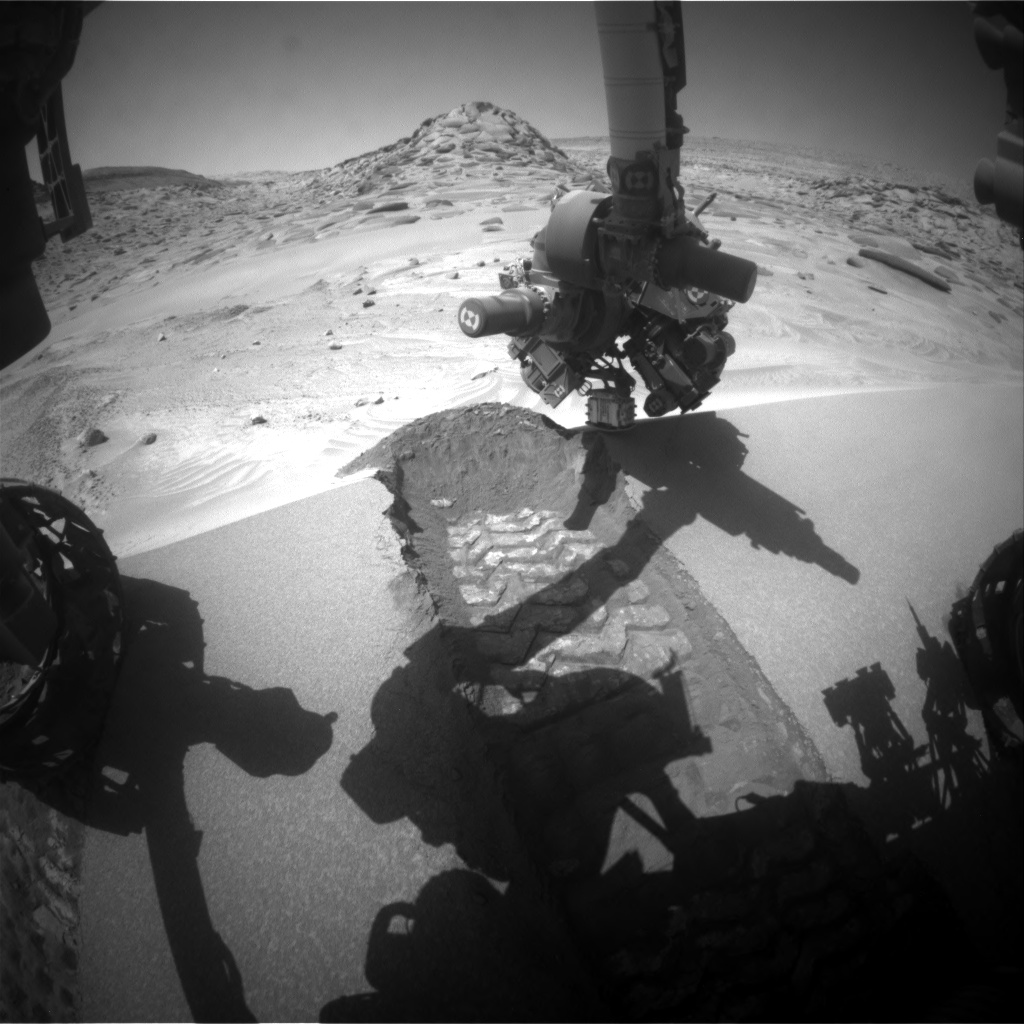 Nasa's Mars rover Curiosity acquired this image using its Front Hazard Avoidance Camera (Front Hazcam) on Sol 3749, at drive 922, site number 100