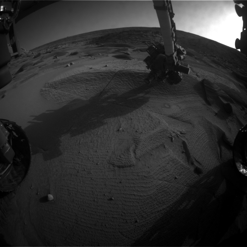 Nasa's Mars rover Curiosity acquired this image using its Front Hazard Avoidance Camera (Front Hazcam) on Sol 3773, at drive 1168, site number 100