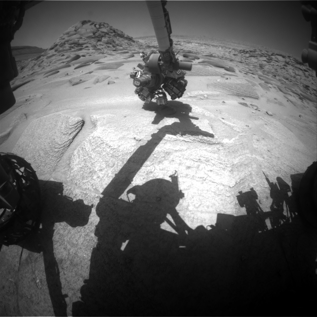 Nasa's Mars rover Curiosity acquired this image using its Front Hazard Avoidance Camera (Front Hazcam) on Sol 3776, at drive 1376, site number 100