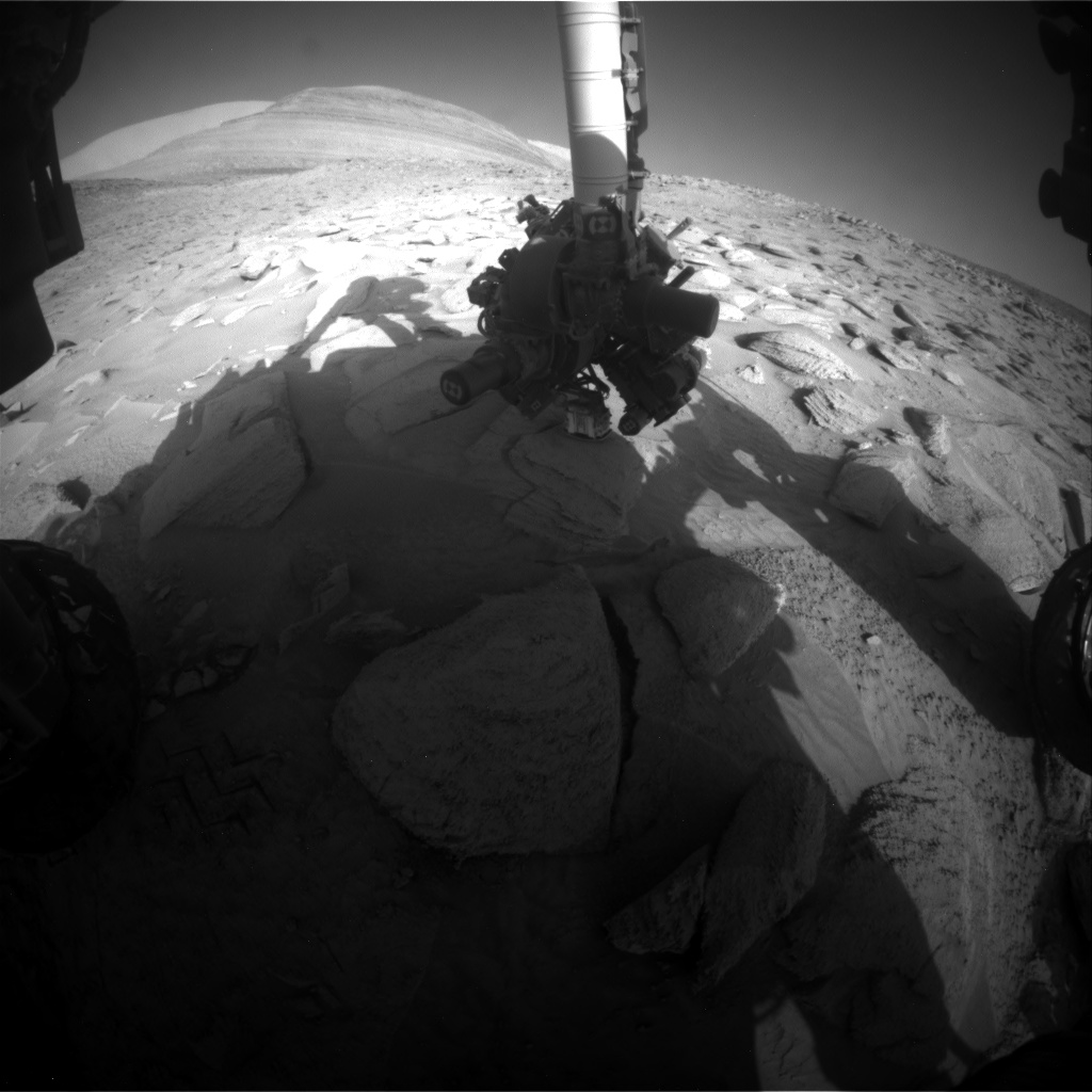 Nasa's Mars rover Curiosity acquired this image using its Front Hazard Avoidance Camera (Front Hazcam) on Sol 3819, at drive 774, site number 101