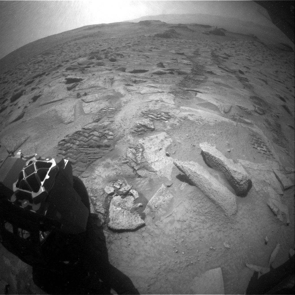 Nasa's Mars rover Curiosity acquired this image using its Rear Hazard Avoidance Camera (Rear Hazcam) on Sol 3821, at drive 774, site number 101