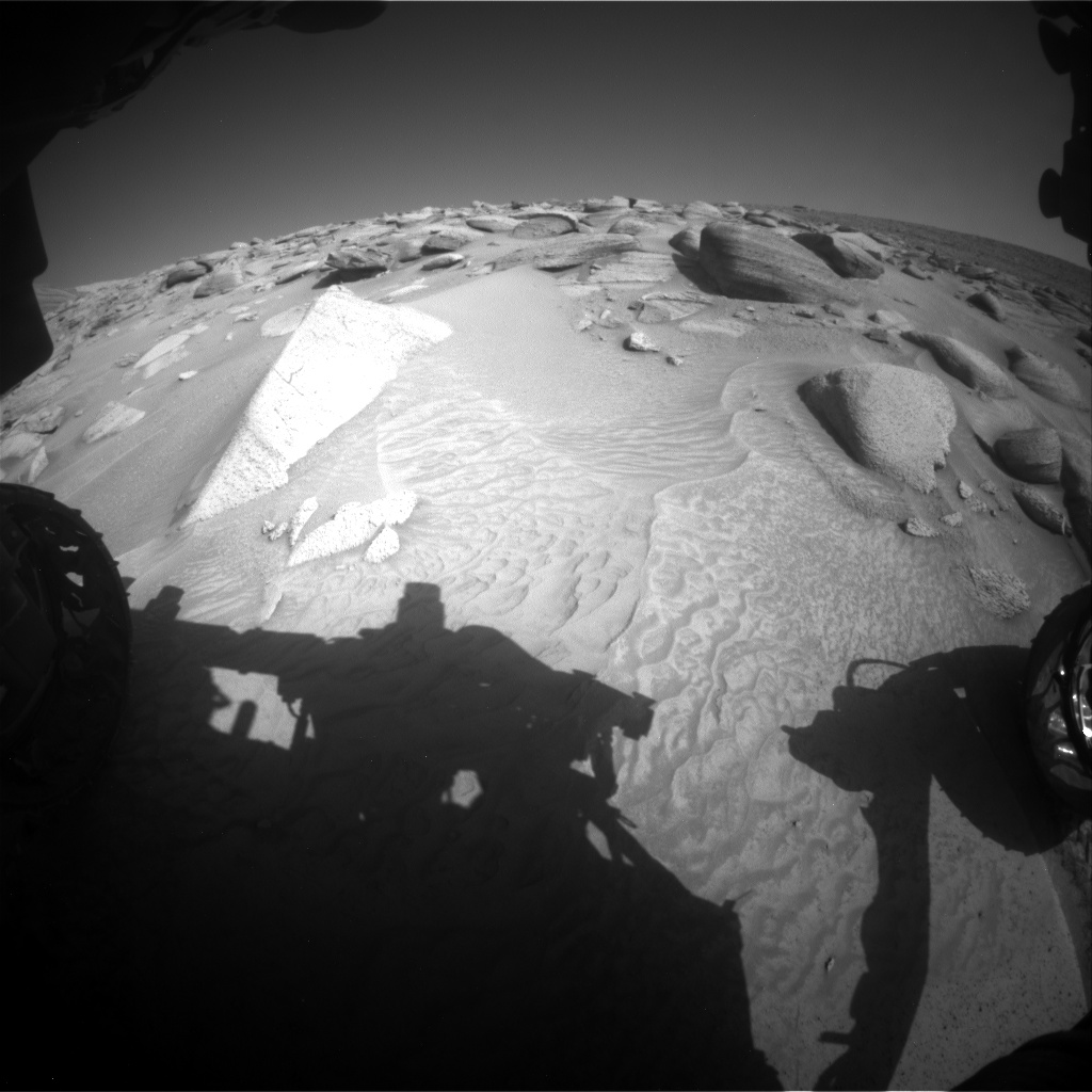 Nasa's Mars rover Curiosity acquired this image using its Front Hazard Avoidance Camera (Front Hazcam) on Sol 3843, at drive 1246, site number 101
