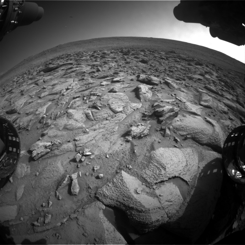 Nasa's Mars rover Curiosity acquired this image using its Front Hazard Avoidance Camera (Front Hazcam) on Sol 3880, at drive 1002, site number 102