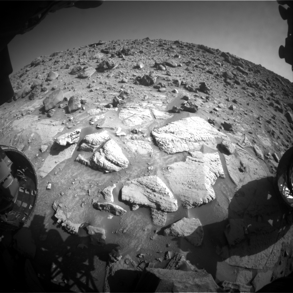Nasa's Mars rover Curiosity acquired this image using its Front Hazard Avoidance Camera (Front Hazcam) on Sol 3919, at drive 1468, site number 103
