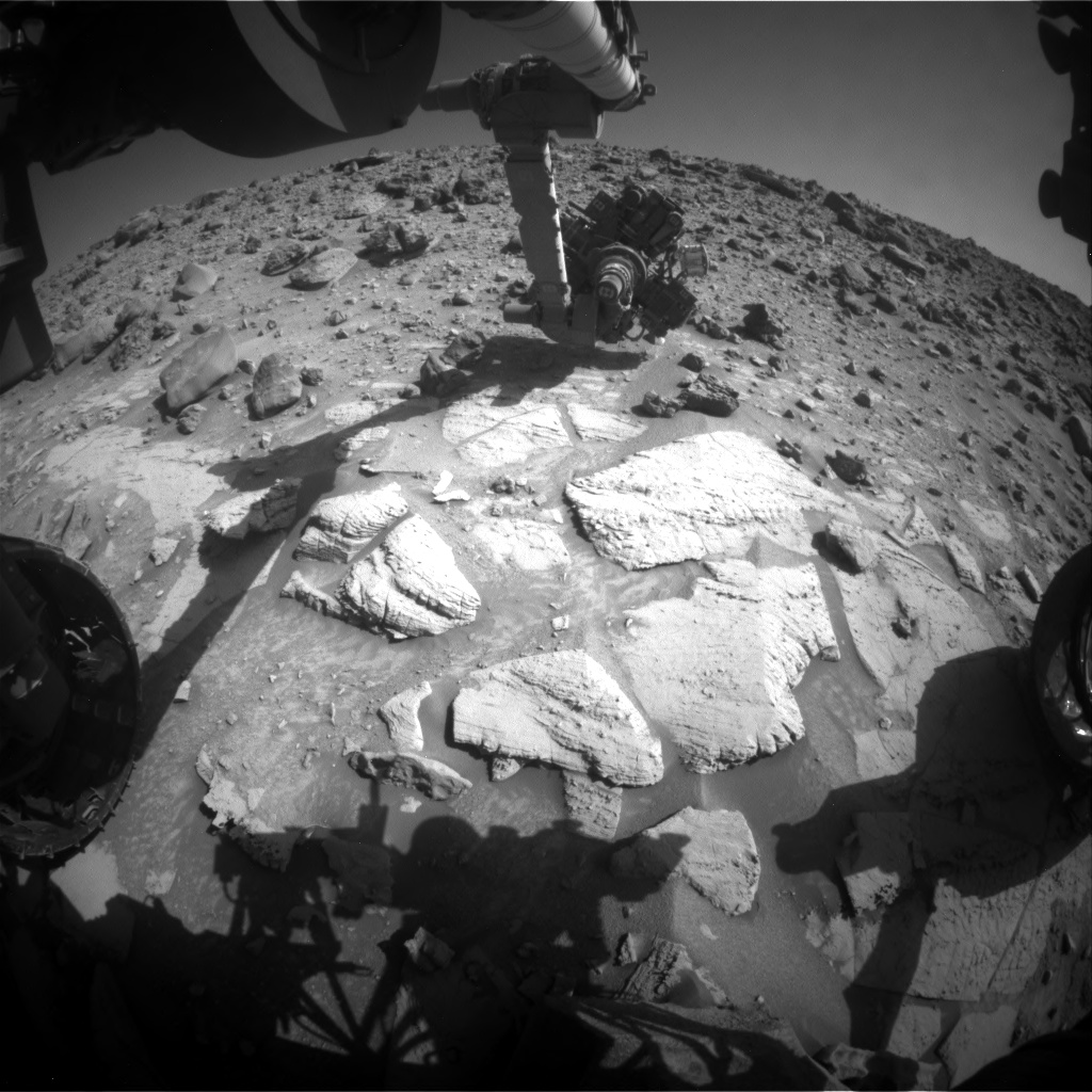 Nasa's Mars rover Curiosity acquired this image using its Front Hazard Avoidance Camera (Front Hazcam) on Sol 3921, at drive 1468, site number 103