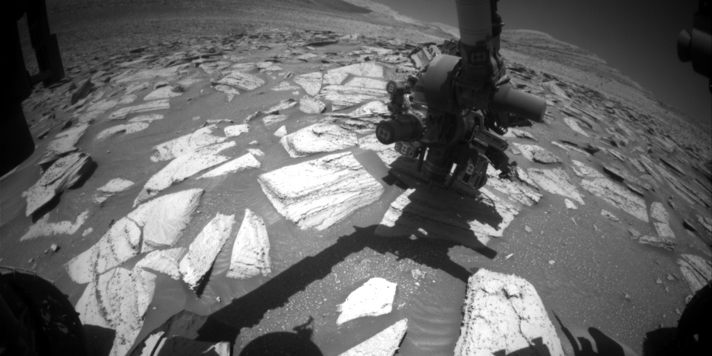 Nasa's Mars rover Curiosity acquired this image using its Front Hazard Avoidance Camera (Front Hazcam) on Sol 3980, at drive 418, site number 105