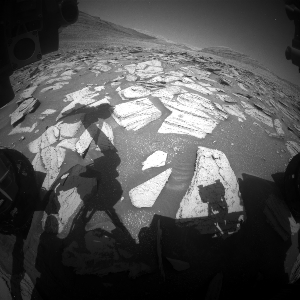 Nasa's Mars rover Curiosity acquired this image using its Front Hazard Avoidance Camera (Front Hazcam) on Sol 4002, at drive 418, site number 105