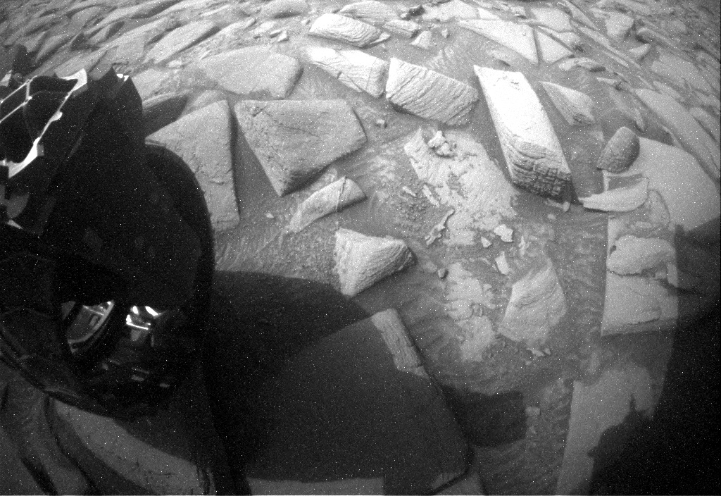 Nasa's Mars rover Curiosity acquired this image using its Rear Hazard Avoidance Camera (Rear Hazcam) on Sol 4332, at drive 2346, site number 109