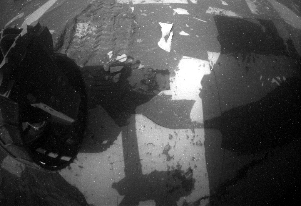 Nasa's Mars rover Curiosity acquired this image using its Rear Hazard Avoidance Camera (Rear Hazcam) on Sol 4970, at drive 198, site number 124