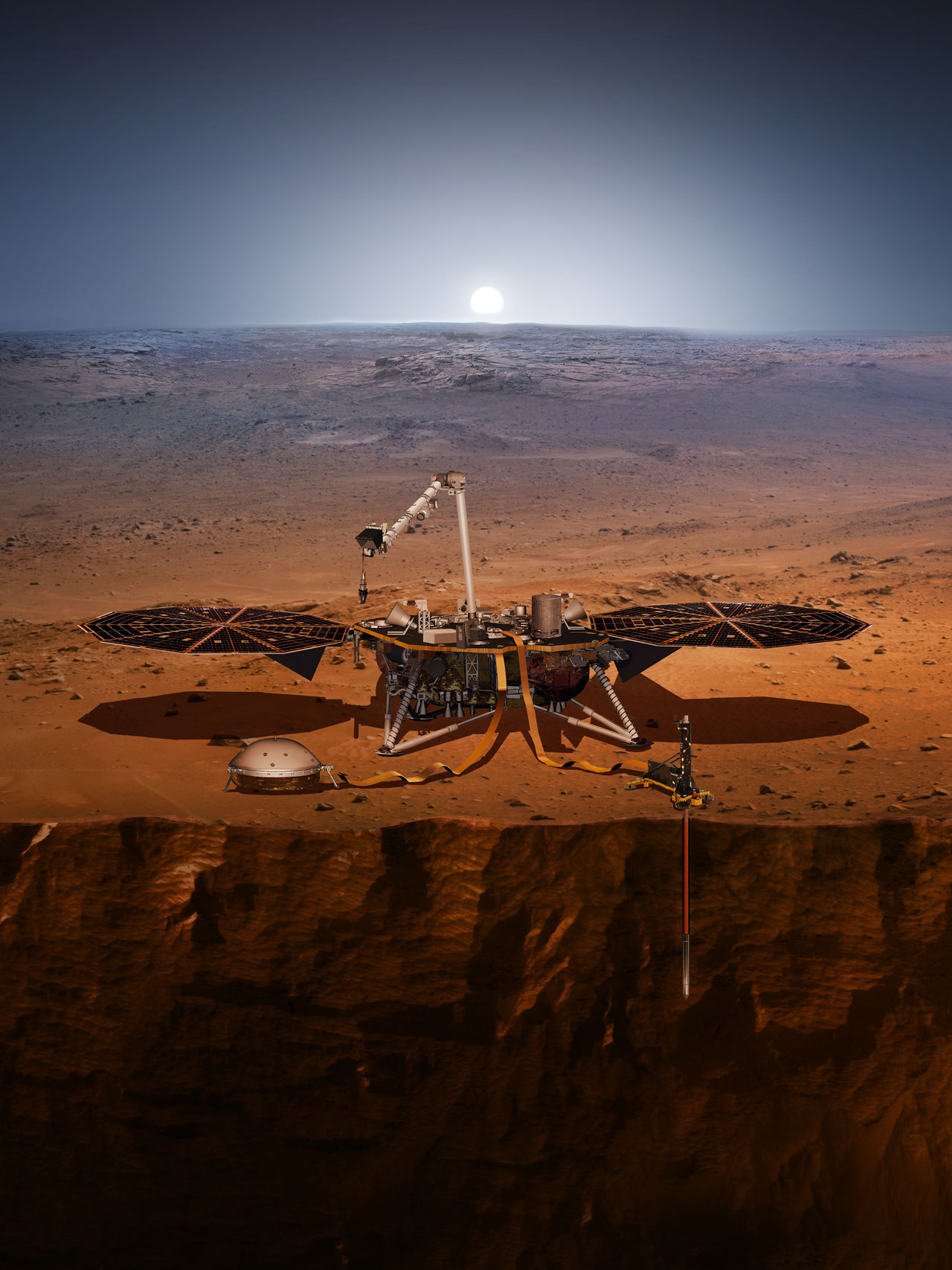An artist's impression of the InSight lander on Mars. Credit: NASA/JPL-Caltech