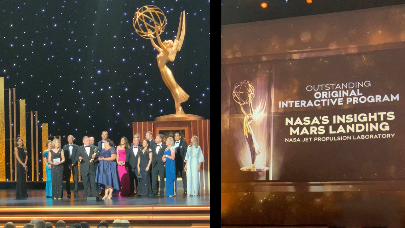 JPL team members with JPL deputy director Larry James at the 2019 Creative Arts Emmy Awards on Sunday, Sept. 15, 2019